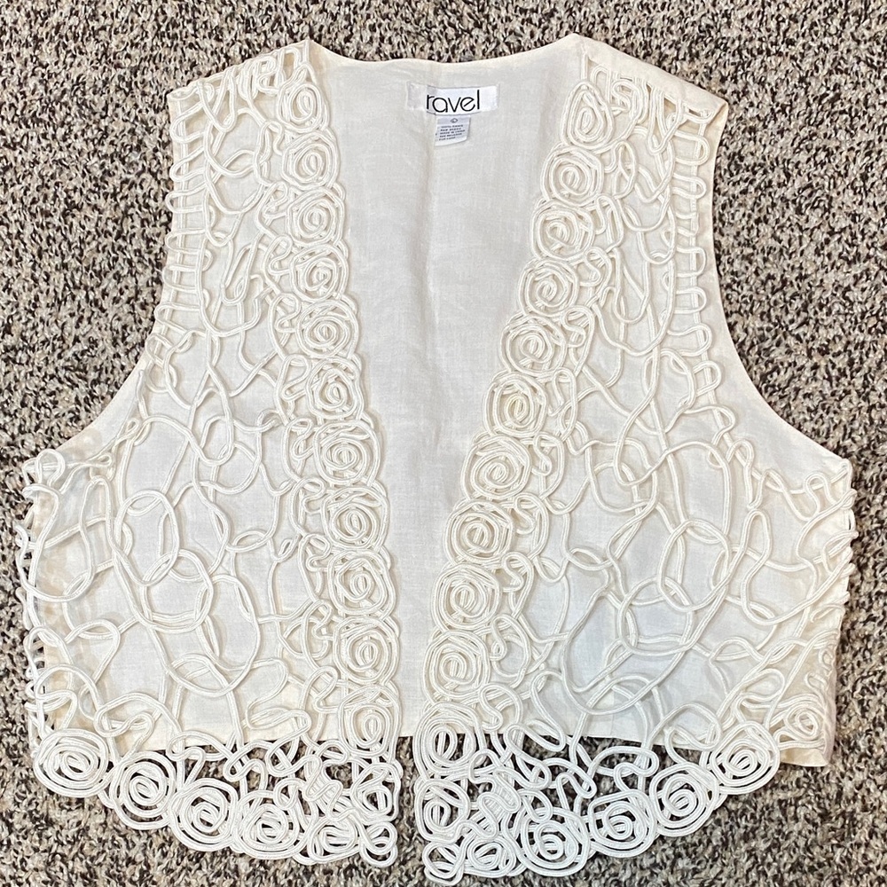 VNTG Ravel White Ramie Textile Vest - Picture 6 of 8